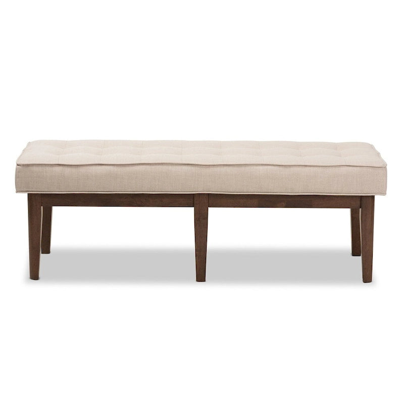 Banc 2 places capitonné, style Mid-Century, beige/gris/anthracite
