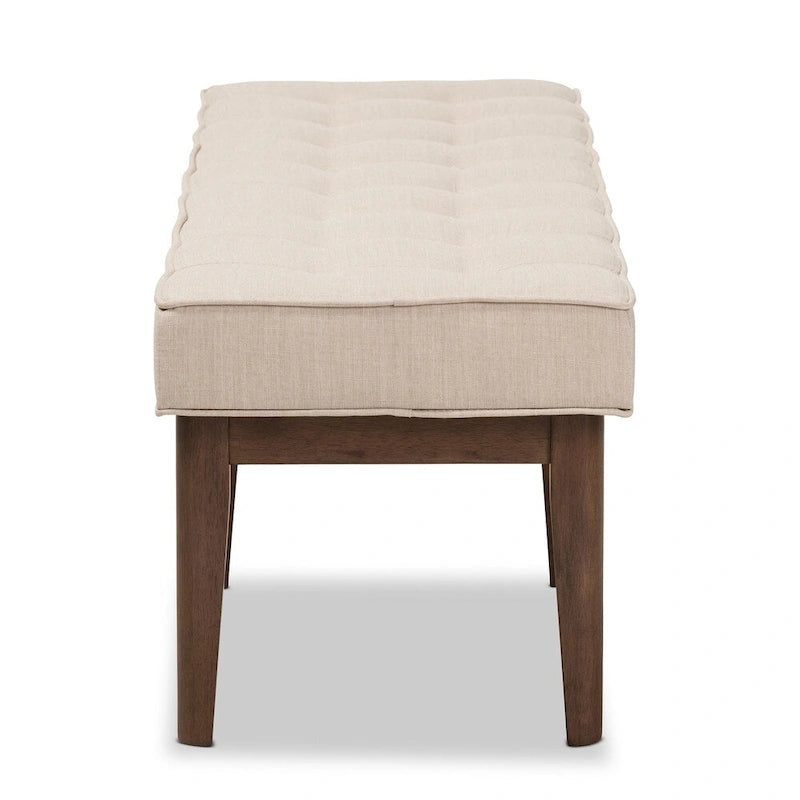 Banc 2 places capitonné, style Mid-Century, beige/gris/anthracite