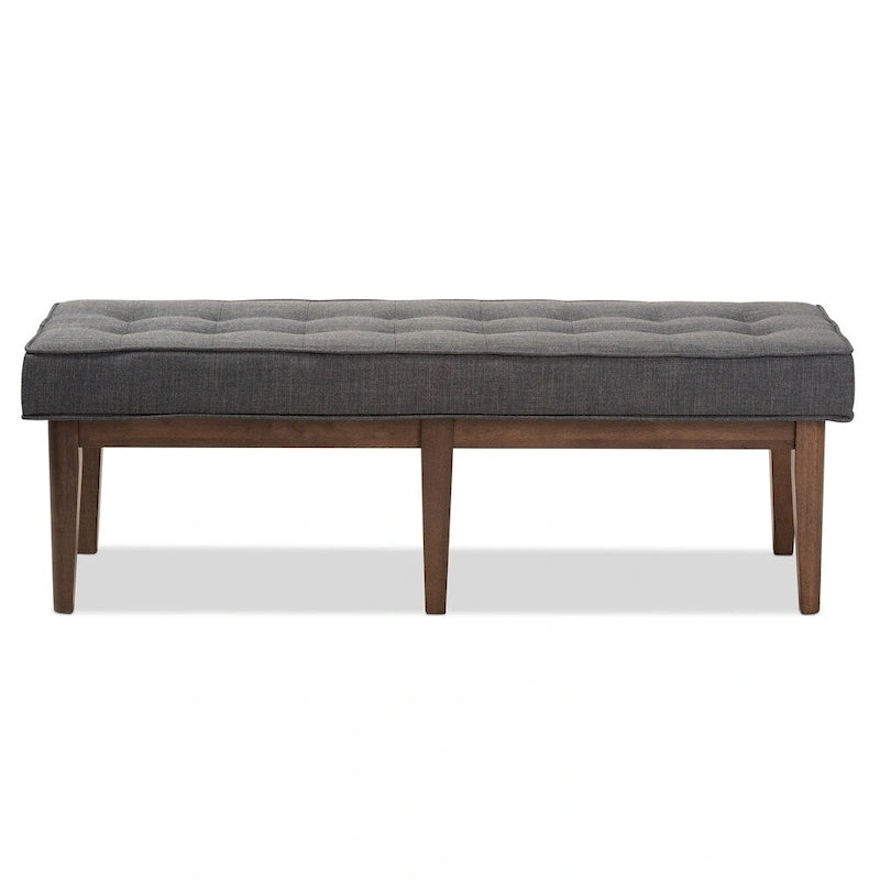 Banc 2 places capitonné, style Mid-Century, beige/gris/anthracite