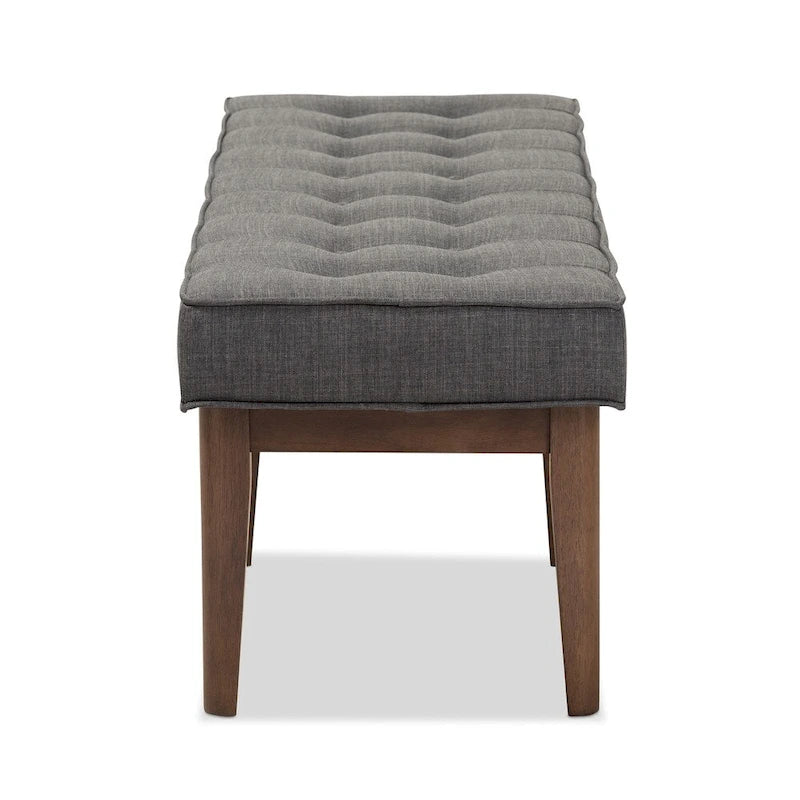 Banc 2 places capitonné, style Mid-Century, beige/gris/anthracite