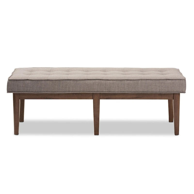 Banc 2 places capitonné, style Mid-Century, beige/gris/anthracite