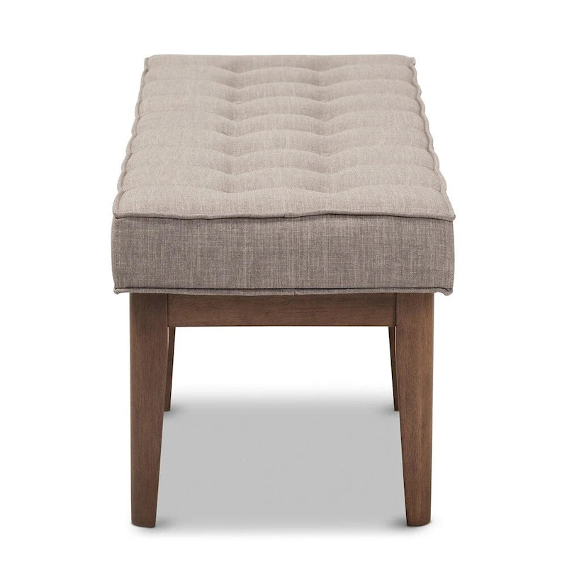Banc 2 places capitonné, style Mid-Century, beige/gris/anthracite