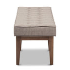 Banc 2 places capitonné, style Mid-Century, beige/gris/anthracite