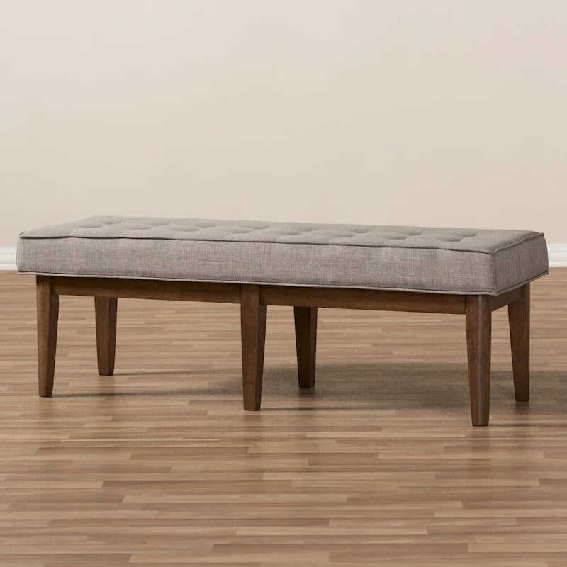 Banc 2 places capitonné, style Mid-Century, beige/gris/anthracite