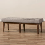 Banc 2 places capitonné, style Mid-Century, beige/gris/anthracite