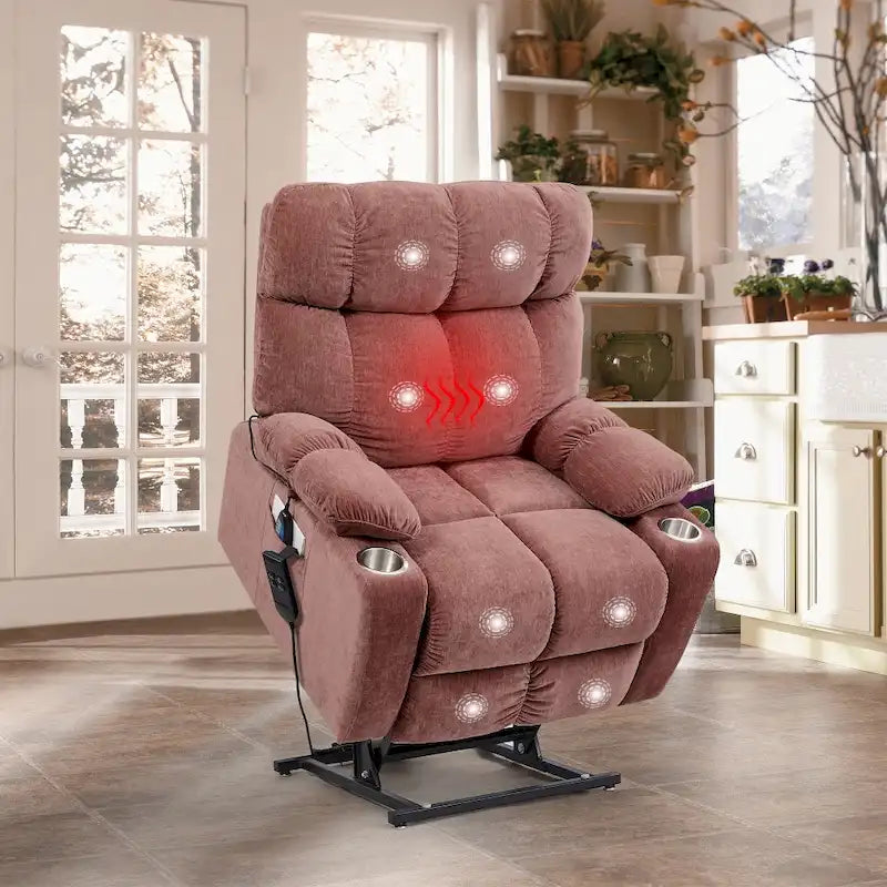 Fauteuil inclinable releveur avec fonctions chaleur et massage, 1 place