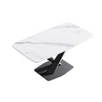 Table à manger rectangulaire en pierre frittée blanche, 4 à 6 places