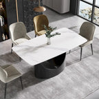 Table à manger rectangulaire en pierre frittée blanche, 4 à 6 places
