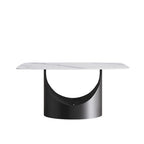 Table à manger rectangulaire en pierre frittée blanche, 4 à 6 places