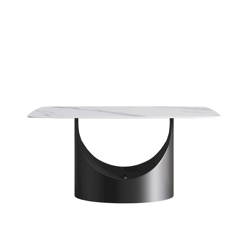 Table à manger rectangulaire en pierre frittée blanche, 4 à 6 places