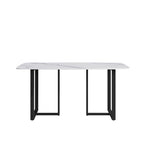 Table à manger rectangulaire en pierre frittée blanche, 4 à 6 places