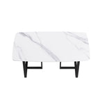 Table à manger rectangulaire en pierre frittée blanche, 4 à 6 places