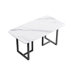 Table à manger rectangulaire en pierre frittée blanche, 4 à 6 places