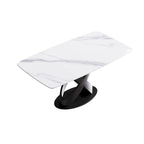 Table à manger rectangulaire en pierre frittée blanche, 4 à 6 places