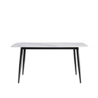 Table à manger rectangulaire en pierre frittée blanche, 4 à 6 places