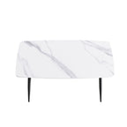 Table à manger rectangulaire en pierre frittée blanche, 4 à 6 places