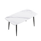 Table à manger rectangulaire en pierre frittée blanche, 4 à 6 places