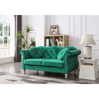 Causeuse en velours avec clous décoratifs, style capitonné, 2 places, plusieurs couleurs