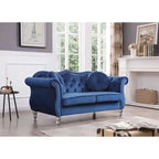 Causeuse en velours avec clous décoratifs, style capitonné, 2 places, plusieurs couleurs