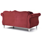 Causeuse en velours avec clous décoratifs, style capitonné, 2 places, plusieurs couleurs