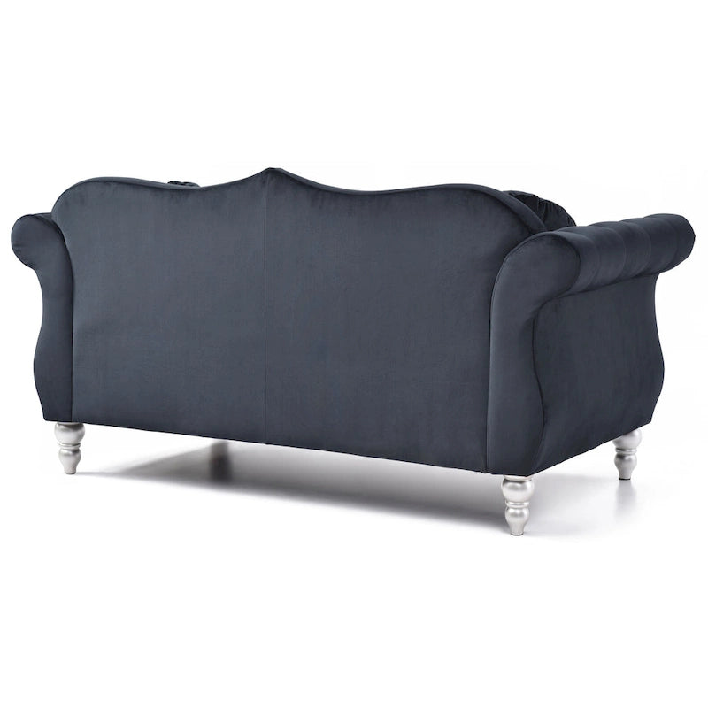 Causeuse en velours avec clous décoratifs, style capitonné, 2 places, plusieurs couleurs