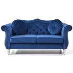 Causeuse en velours avec clous décoratifs, style capitonné, 2 places, plusieurs couleurs