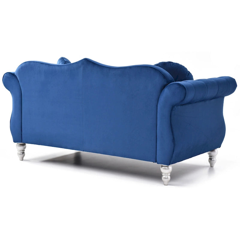 Causeuse en velours avec clous décoratifs, style capitonné, 2 places, plusieurs couleurs