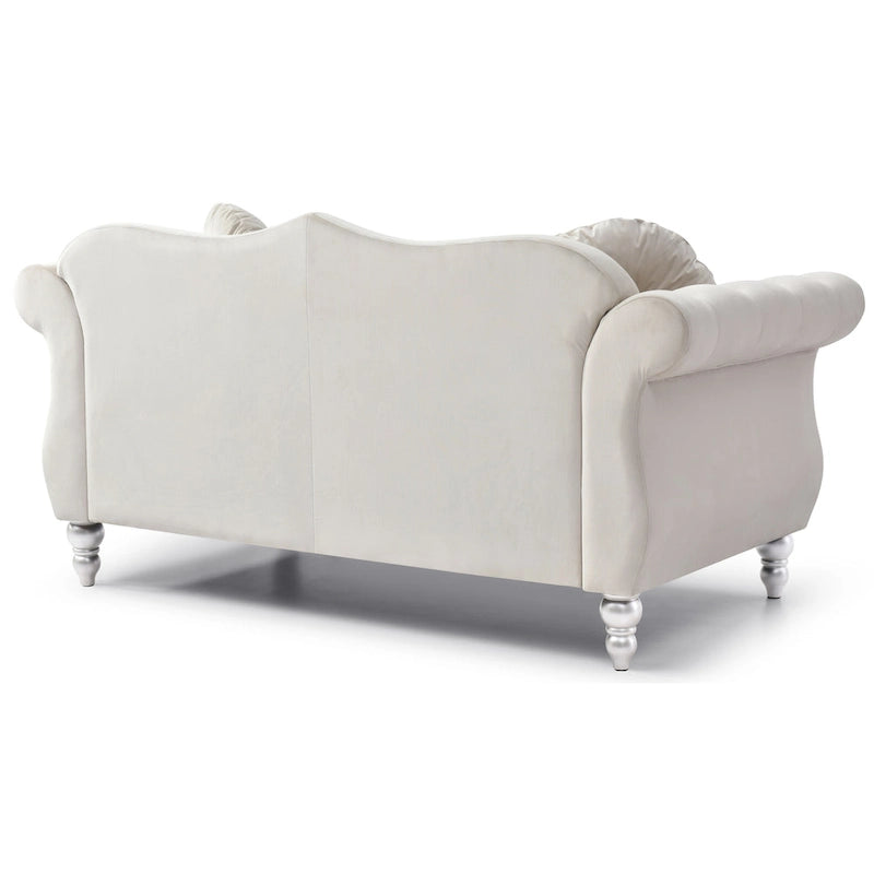 Causeuse en velours avec clous décoratifs, style capitonné, 2 places, plusieurs couleurs
