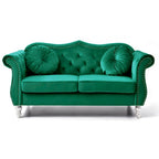 Causeuse en velours avec clous décoratifs, style capitonné, 2 places, plusieurs couleurs
