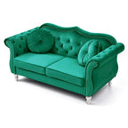 Causeuse en velours avec clous décoratifs, style capitonné, 2 places, plusieurs couleurs