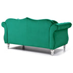 Causeuse en velours avec clous décoratifs, style capitonné, 2 places, plusieurs couleurs