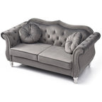 Causeuse en velours avec clous décoratifs, style capitonné, 2 places, plusieurs couleurs