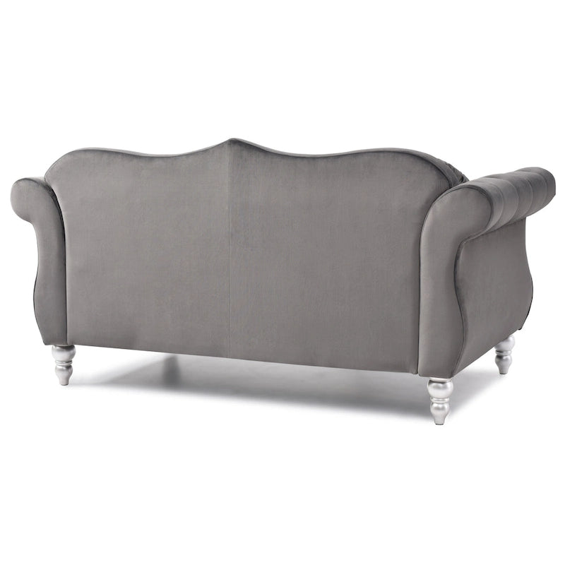 Causeuse en velours avec clous décoratifs, style capitonné, 2 places, plusieurs couleurs