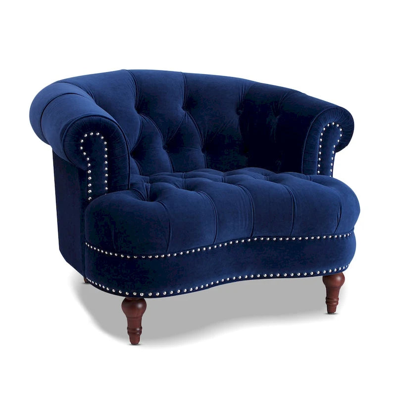 Fauteuil d'appoint capitonné, une place, tissu tissé – Bleu marine / Gris / Rose poudré / Violet / Blanc nuage / Vert / Rouge bordeaux