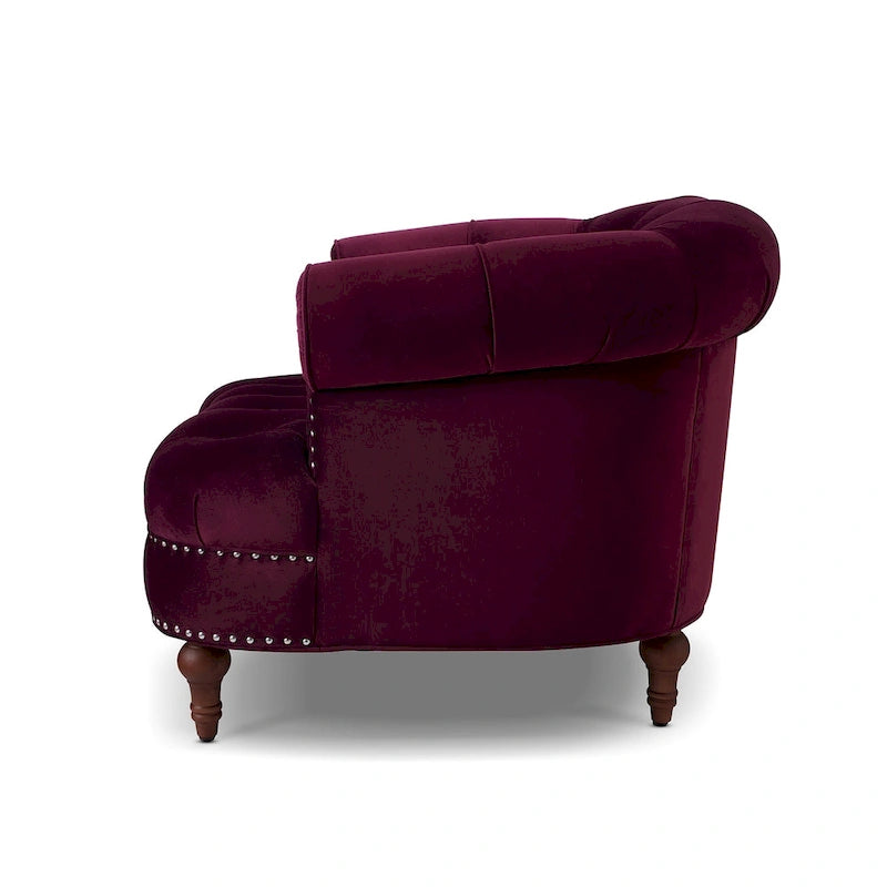 Fauteuil d'appoint capitonné, une place, tissu tissé – Bleu marine / Gris / Rose poudré / Violet / Blanc nuage / Vert / Rouge bordeaux