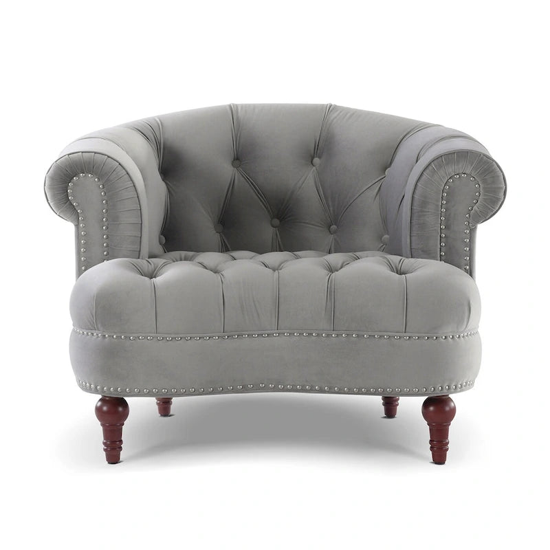 Fauteuil d'appoint capitonné, une place, tissu tissé – Bleu marine / Gris / Rose poudré / Violet / Blanc nuage / Vert / Rouge bordeaux