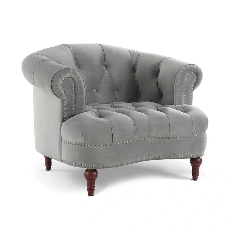 Fauteuil d'appoint capitonné, une place, tissu tissé – Bleu marine / Gris / Rose poudré / Violet / Blanc nuage / Vert / Rouge bordeaux