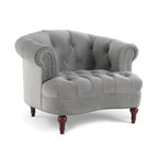 Fauteuil d'appoint capitonné, une place, tissu tissé – Bleu marine / Gris / Rose poudré / Violet / Blanc nuage / Vert / Rouge bordeaux