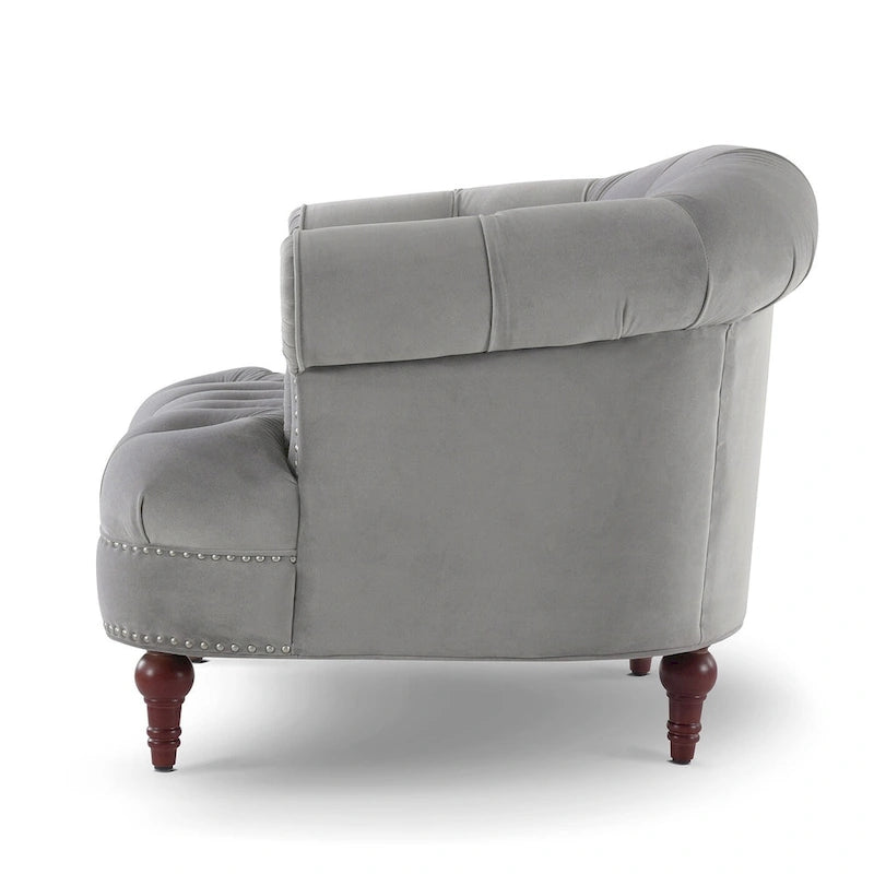 Fauteuil d'appoint capitonné, une place, tissu tissé – Bleu marine / Gris / Rose poudré / Violet / Blanc nuage / Vert / Rouge bordeaux