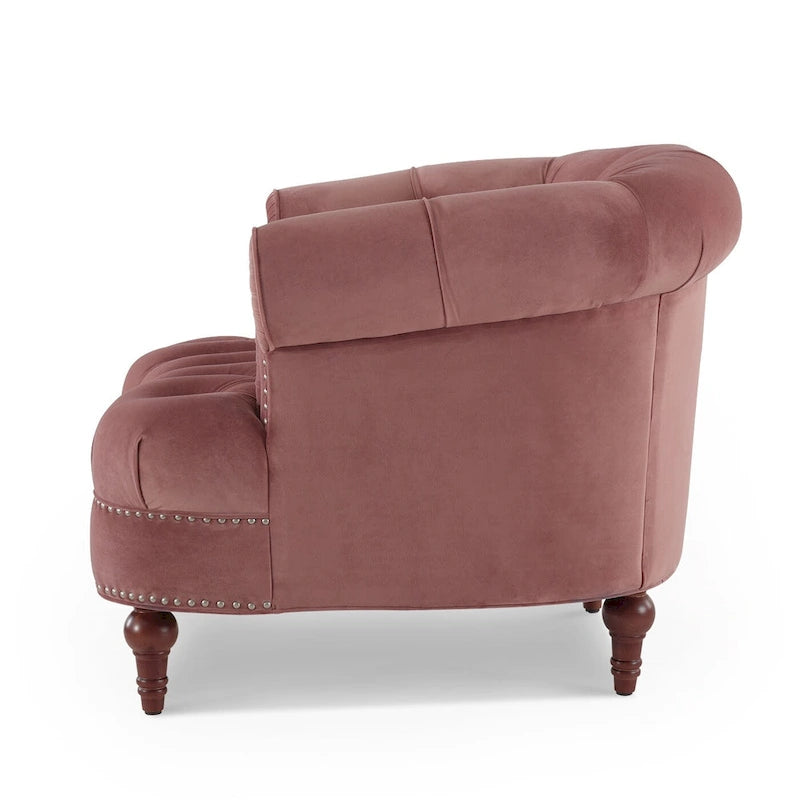 Fauteuil d'appoint capitonné, une place, tissu tissé – Bleu marine / Gris / Rose poudré / Violet / Blanc nuage / Vert / Rouge bordeaux
