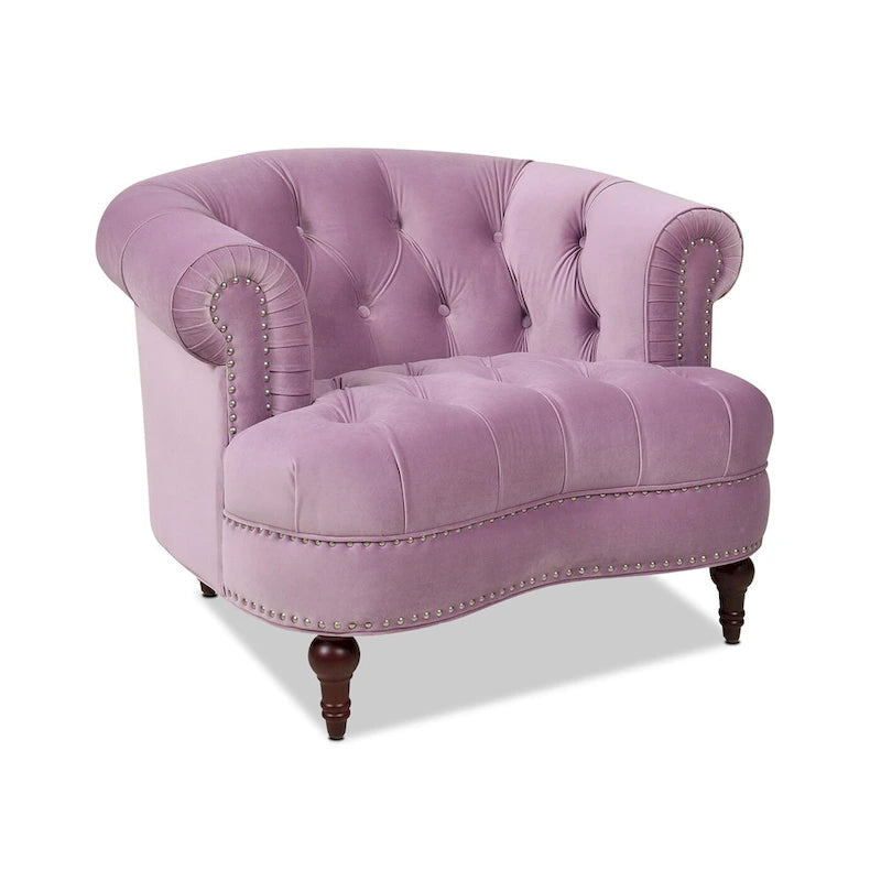 Fauteuil d'appoint capitonné, une place, tissu tissé – Bleu marine / Gris / Rose poudré / Violet / Blanc nuage / Vert / Rouge bordeaux