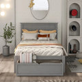 Lit plate-forme gris/blanc avec tiroir de rangement, double/grand, 1 personne