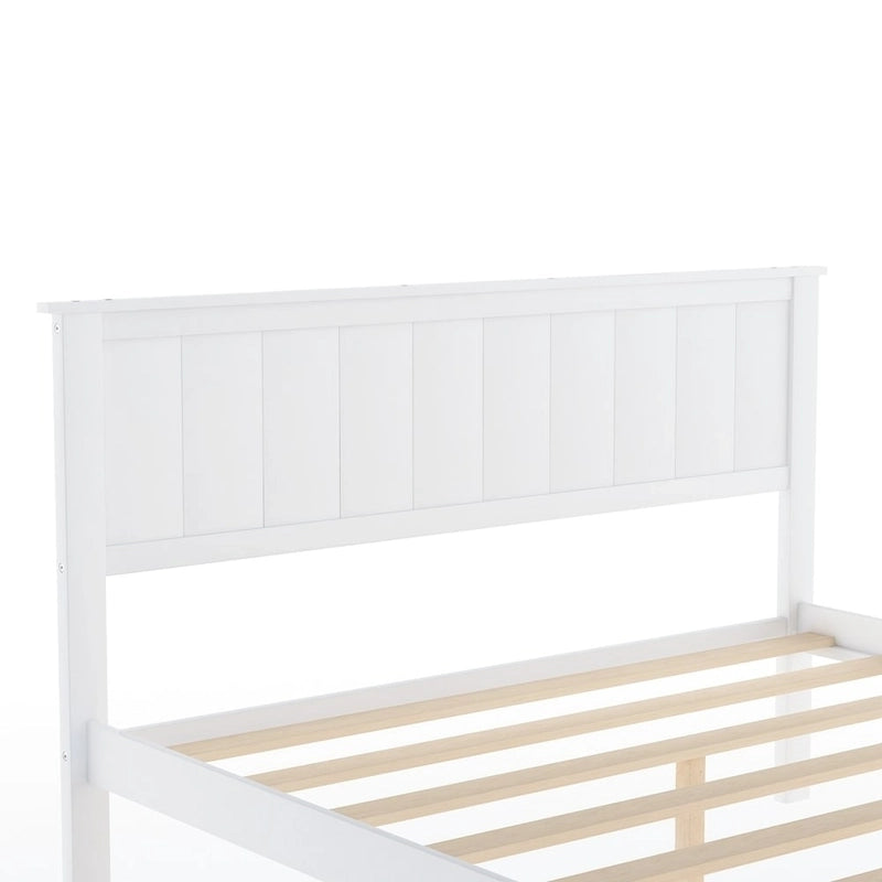 Lit plate-forme gris/blanc avec tiroir de rangement, double/grand, 1 personne