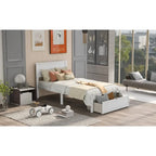 Lit plate-forme gris/blanc avec tiroir de rangement, double/grand, 1 personne