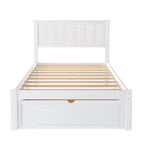 Lit plate-forme gris/blanc avec tiroir de rangement, double/grand, 1 personne