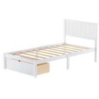 Lit plate-forme gris/blanc avec tiroir de rangement, double/grand, 1 personne