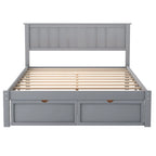 Lit plate-forme gris/blanc avec tiroir de rangement, double/grand, 1 personne