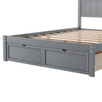 Lit plate-forme gris/blanc avec tiroir de rangement, double/grand, 1 personne