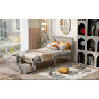 Lit plate-forme gris/blanc avec tiroir de rangement, double/grand, 1 personne