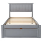 Lit plate-forme gris/blanc avec tiroir de rangement, double/grand, 1 personne